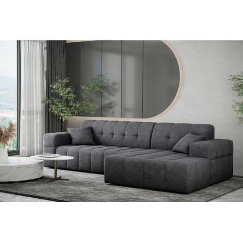 Ecksofa Designersofa NANCY in Stoff Perfekt Harmony Anthrazit Ottomane Rechts