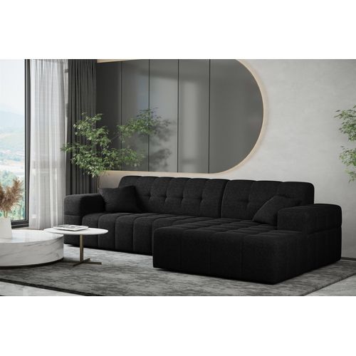Ecksofa Designersofa NANCY in Stoff Neve Schwarz Ottomane Rechts