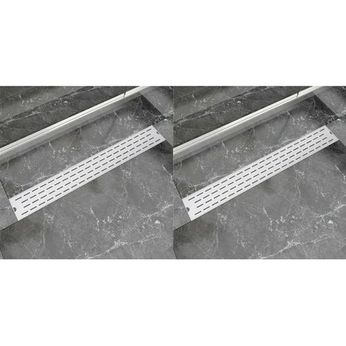 Lineare Duschrinnen 2 Stk. Linien 830 x 140 mm Edelstahl