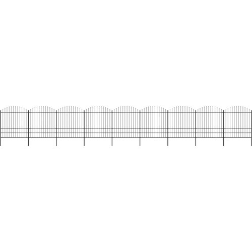 Gartenzaun mit Speerspitzen Stahl (1,75 - 2) x 15,3 m Schwarz