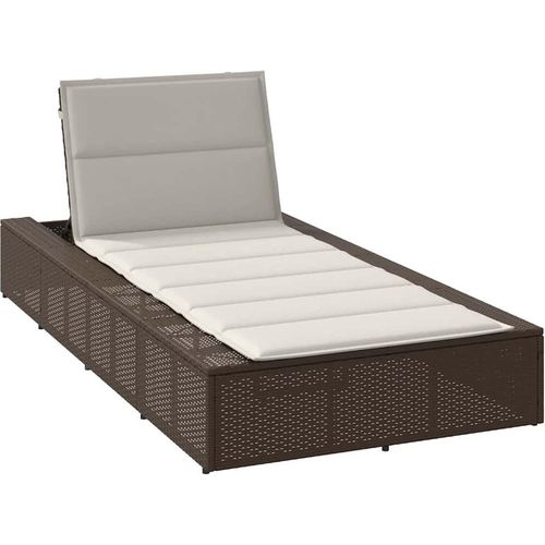Sonnenliege mit schwebender Auflage Braun Poly Rattan