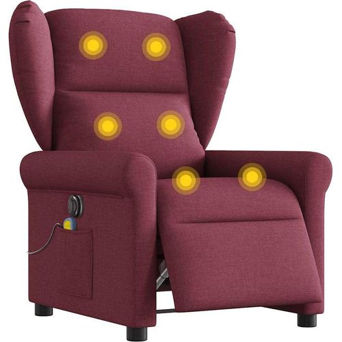 Massagesessel Elektrisch Weinrot Stoff