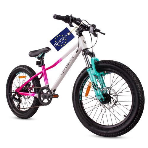Kinderfahrrad Mädchenfahrrad 20 Zoll Fahrrad mit 6 gang Kettenschaltungen Shimano RevoShift Fahrradstoßdämpfer Calix weiß rosa