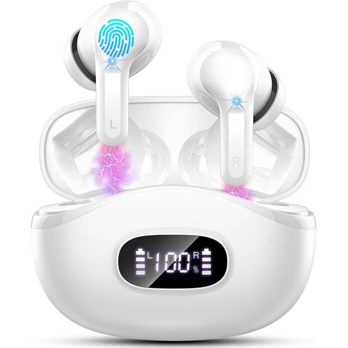 Bluetooth Kopfhörer,Kopfhörer Bluetooth 5.3 mit 4 ENC Noise Cancelling Mics, Kopfhörer In Ear Tiefer Deep Bass,40H Kabellose Kopfhörer IP7 Wasserdicht