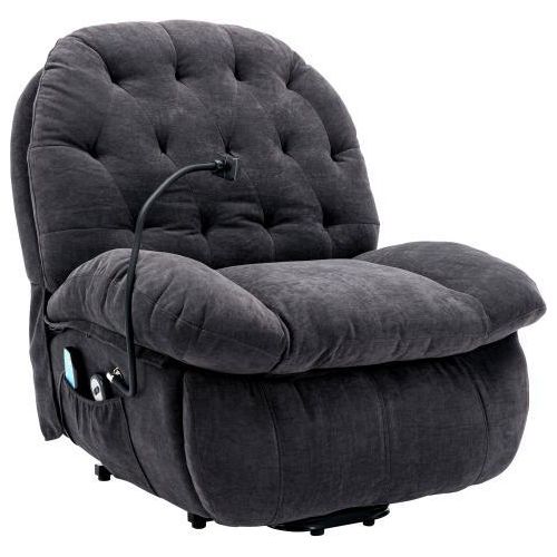 Stoff Elektrisch 92x100x104 cm Grau?Relaxsessel Handyhalter Fernsehsessel Liegefunktion Massagesessel Fernbedienung Ruhesessel Liegesessel