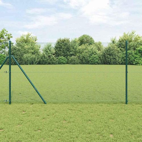 Zaun mit Pfosten Grün 1 x 100 m Stahl