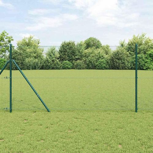 Zaun mit Pfosten Grün 1 x 50 m Stahl