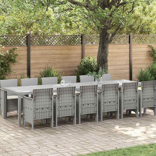 Garten Essgruppe 13 pcs Hellgrau 12-Sitzer Rattan