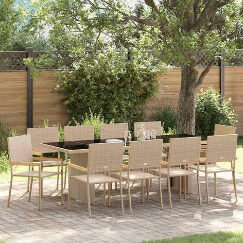 Garten Essgruppe 11 pcs Beige 10-Sitzer Gross Poly-Rattan