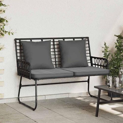 Gartenbank Schwarz, Anthrazit Poly-Rattan, Stahl