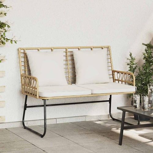 Gartenbank Braun, Schwarz, Creme Poly-Rattan, Stahl
