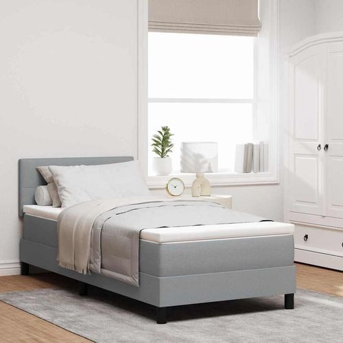LED Boxspringbett mit Matratze Hellgrau 100x200 cm Stoff
