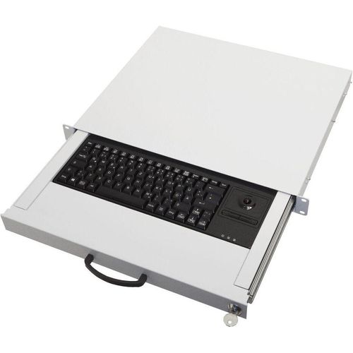 aixcase 19 Rack 1U Tastatur DE Trackball PS2&USB lichtgrau