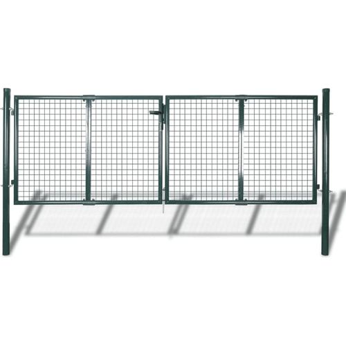 Möbel Gartenzaun Tor 289x125 cm/306x175 cm Stahl Grün - Gartentore 42981