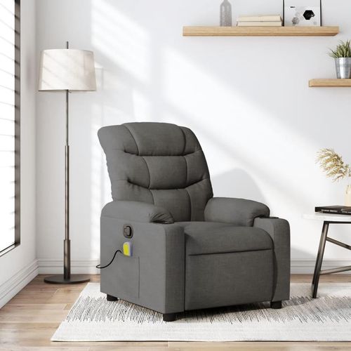 Massagesessel Fernsehsesel Dunkelgrau Stoff 374157