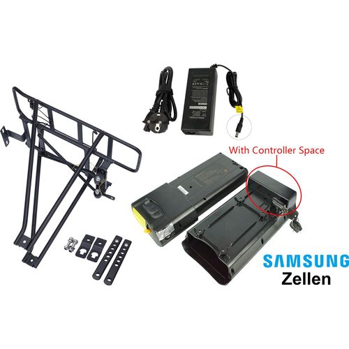 Ebike Batterie 36V 14Ah/504Wh Akku mit Gepäckträger und Batteriehalterung für Elektrofahrrad Bergsieger/Diermann, Bottcher, Brinke, Campus