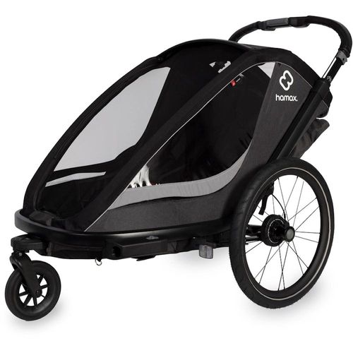 Hamax Cocoon Kinderfahrradanhänger für 2 Kinder, Farbe:Grey / Black