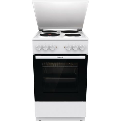 Gorenje GE5A23WH Standherd 50 cm Breite weiß, Elektroherd mit Gusseisen Kochfeld 743079