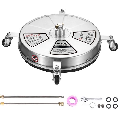 VEVOR Hochdruckreiniger Edelstahl Oberflächenreiniger 3,7L/min Flächenreiniger Hochdruck 457,2mm Pflasterreinigungsgerät Max.4000 PSI Terrassenreiniger Doppeldüsensystem 25°-Sprühwinkel