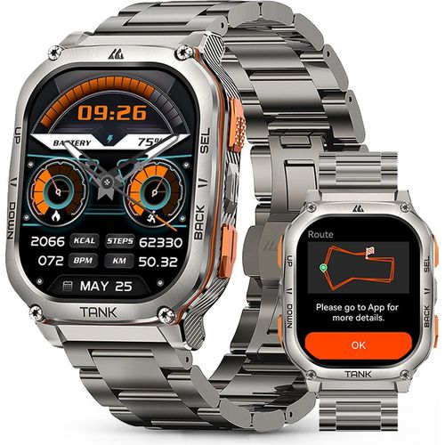 KOSPET TANK M3 Ultra GPS Smartwatch Herren mit Telefonfunktion, 60+Tage Akkulaufzeit, 1,96 AMOLED Display 5ATM Wasserdicht uhr Weihnachtsgeschenk
