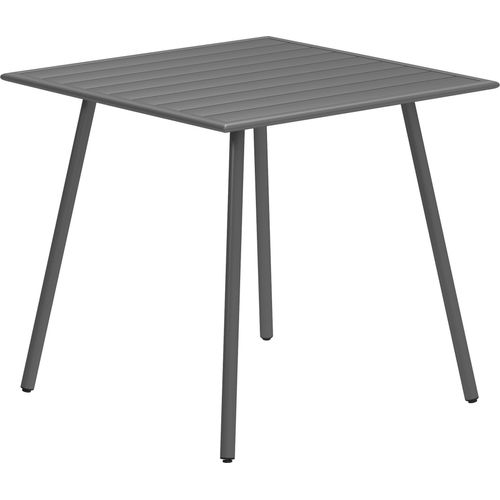 Gartentisch Stahl 80 x 80 x 74 cm Wetterfest Buffettisch mit Stahlrahmen, rutschfest Campingtisch 4 Personen Balkontisch für Garten, Terrasse, 80 cm, Grau, 80 cm, 74 cm, Stahl