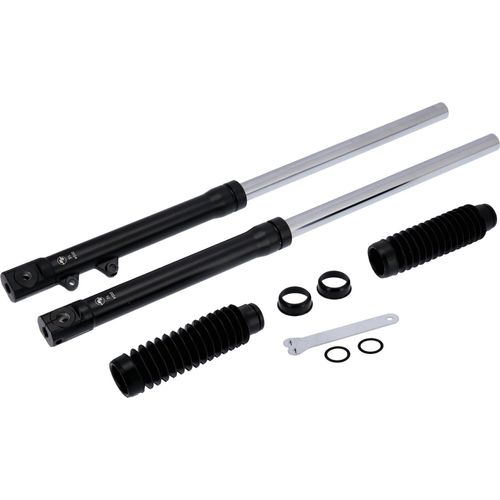 Set: Telegabel für Scheibenbremse 17/19 Zoll, Schwarz seidenamtt, hydraulisch gedämpft - Simson S53, S83, MS50