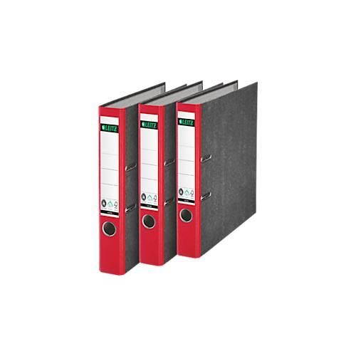 Ordner LEITZ® 1050, DIN A4, Rückenbreite 52 mm, Griffloch, geklebtes Rückenschild, Hartpappe, 1 Stück, rot