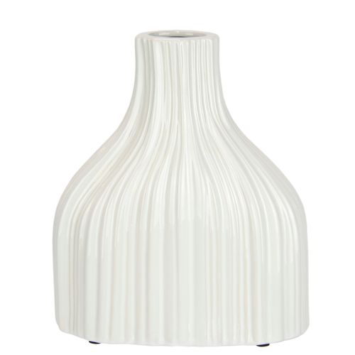 I.GE.A. Dekovase »Blumenvase aus Keramik, geriffelt, bauchig, glänzend, Keramikvase«, (1 St.), Deko-Vase für Blumen, Pampasgras, Trocken- oder Kunstblumen u. Zweige