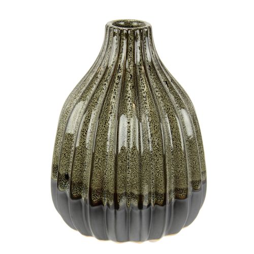 I.GE.A. Dekovase »Vase aus Keramik, geriffelt, bauchig, matt glänzend«, (1 St.), Flaschenform, Blumenvase, Tischdeko, Keramikvase