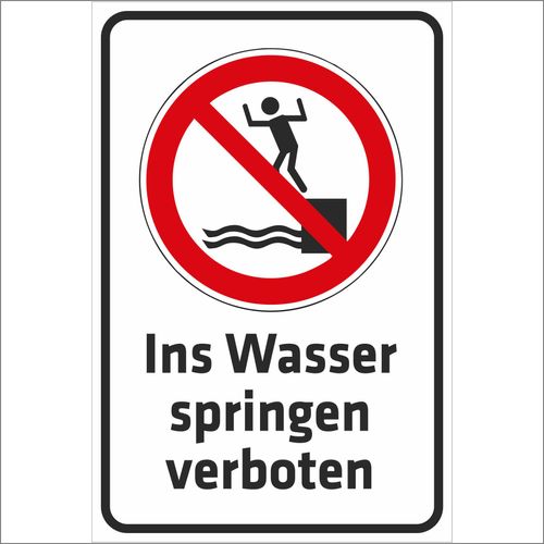 INDIGOS UG - Aluverbundplatte Schilder 3mm - Sicherheit - Ins Wasser springen verboten - 800x600 mm