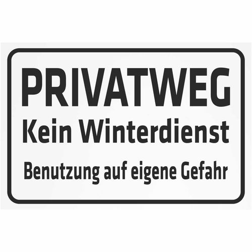 INDIGOS UG - Aluverbundplatte Schilder 3mm - Sicherheit - Privatweg - Kein Winterdienst - Benutzung auf eigene Gefahr - 800x600 mm