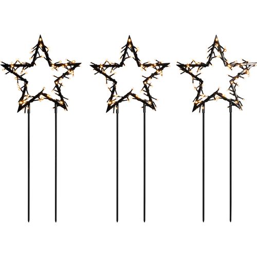 Konstsmide Weihnachtsbeleuchtung LED Metallsterne, 3er-Set, bernsteinfarben (4464-800)