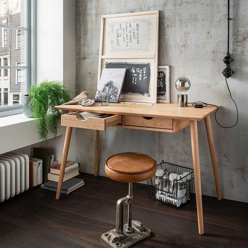 Schreibtisch mit 2 Schubkästen 120cm 'Diego' Wildeiche geölt