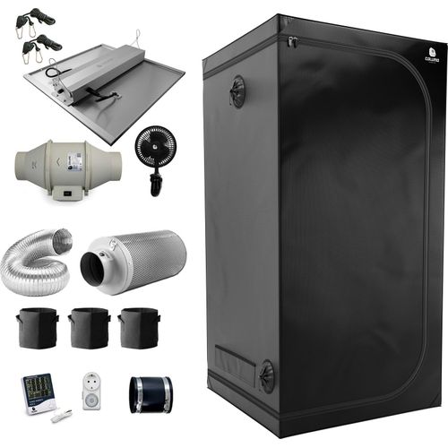 Growbox Komplett Set Classic L - für 3 Pflanzen, 100x100x200cm, 240W LED