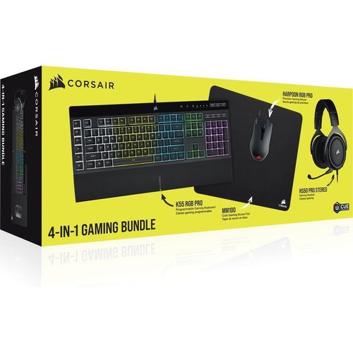 Tastatur AZERTY Französisch mit Hintergrundbeleuchtung CORSAIR 4 IN 1 GAMING BUNDLE