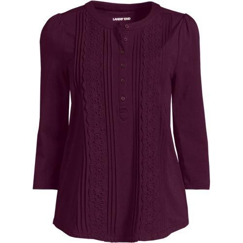 Shirt aus Baumwoll/Modalmix mit Lochstickerei, Damen,  Lila, Baumwolle Modal, by Lands' End