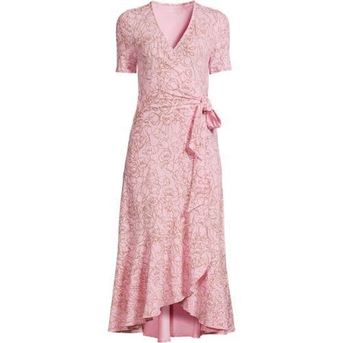 Wickelkleid aus Baumwoll/Modalmix mit kurzen Ärmeln, Damen,  Pink, Elasthan/Baumwoll-Mischung/Synthetic-blend, by Lands' End