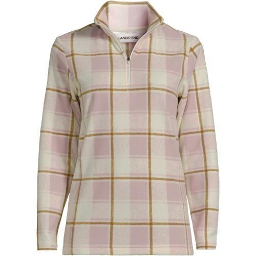 Gemusterter Fleece-Pullover mit Reißverschluss, Damen,  Pink, Polyester, by Lands' End