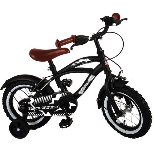 Kinderfahrrad Volare Black Cruiser 12 Zoll Mattschwarz 2 Felgenbremsen Stützräder