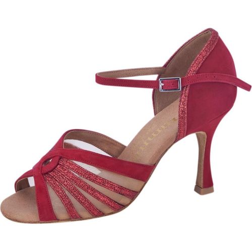 Rummos Damen Tanzschuhe R563 028-135 - Material: Nubuck/Glitzer Rot - Absatz: 70R Flare - Größe: EUR 38