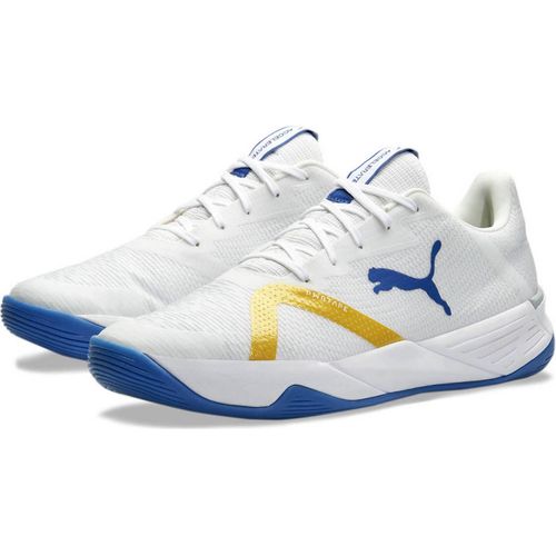 PUMA Accelerate Turbo Nitro II Handballschuhe Unisex puma white/lake blue/tangerine/pristine 43