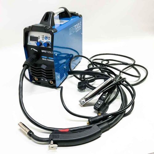 IPOTOOLS MIG-160ER Inverter Schweißgerät MIG MAG - Schutzgas Schweissgerät mit 160 Ampere auch FLUX/Fülldraht und Elektroden geeignet/E-Hand/Digitalanzeige/IGBT / 230V