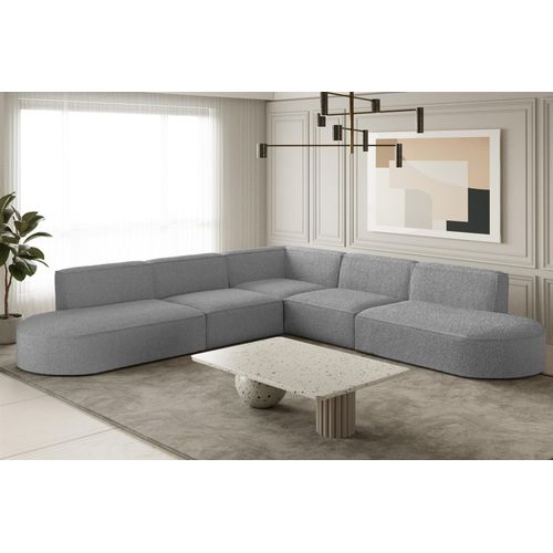 Ecksofa Designersofa PALMA in Stoff Ascot Taupe Seite Universal