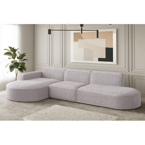 Ecksofa Designersofa PALMA in Stoff Ascot Rose Ottomane Links