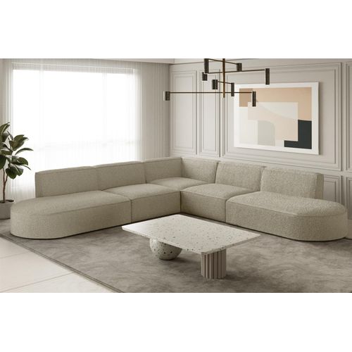 Ecksofa Designersofa PALMA in Stoff Ascot Champagne Universal