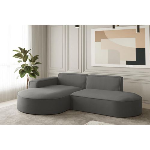 Ecksofa Designersofa PALMA XS in Stoff Opera Velvet Steel Ottomane Links
