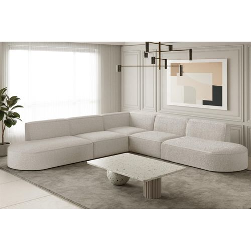 Ecksofa Designersofa PALMA in Stoff Ascot Beige Universal