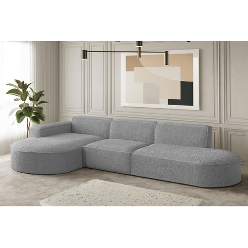 Ecksofa Designersofa PALMA in Stoff Ascot Taupe Ottomane Links