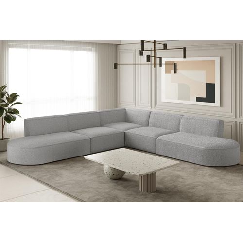 Ecksofa Designersofa PALMA in Stoff Ascot Toffee Seite Universal