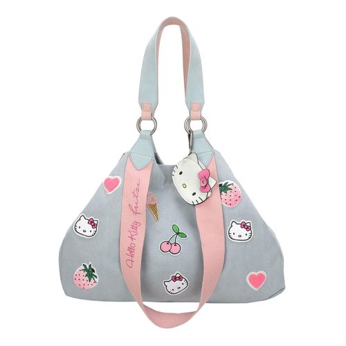 Fritzi aus Preußen Schultertasche Izzy Medium Limited Sticker Hello Kitty Shopper Kitty Blue blaugrau